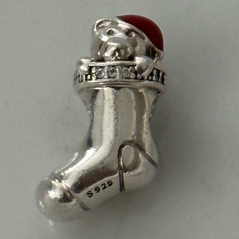Pandora Moments Retired Christmas Bear & Stocking Charm